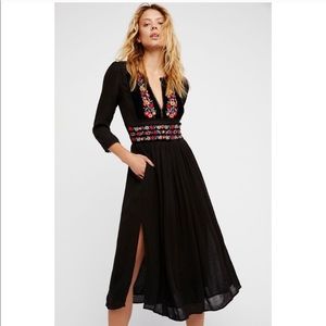 Free People Flora Midi Dress XS new embroidery